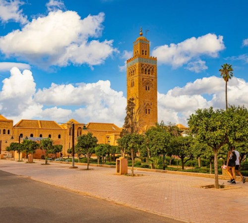 Marrakech piazza e Minareto della città Imperiale in Marocco