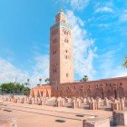 Minareto della Moschea Koutoubia nel quartiere della Medina al mattino a Marrakesh in Marocco