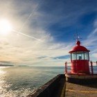 Vista dal faro di Forte di São Miguel Arcanjo (San Michele Arcangelo) a Nazarè, nel disterro di Leiria in Portogallo