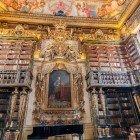 Dettagli dell'antichissima biblioteca dell'università di Coimbra la più antica del Portogallo e tra le prime in Europa