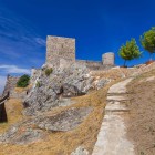 Dettagli delle mura e delle torri della fortezza del Castello di Marvao nel  Alentejo in Portogallo