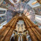 Di impressionante bellezza la cupola della chiesa rotonda del XII secolo nel Convento di Cristo. La chiesa si trova all'interno del complesso Castello Templare nella città di Tomar in Portogallo