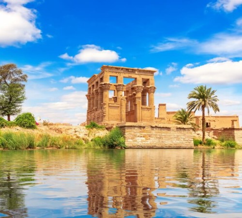 Il Chiosco di Traiano del Tempio di Philae sull'Isola di Agilkia nel Nilo, Assuan, Egitto